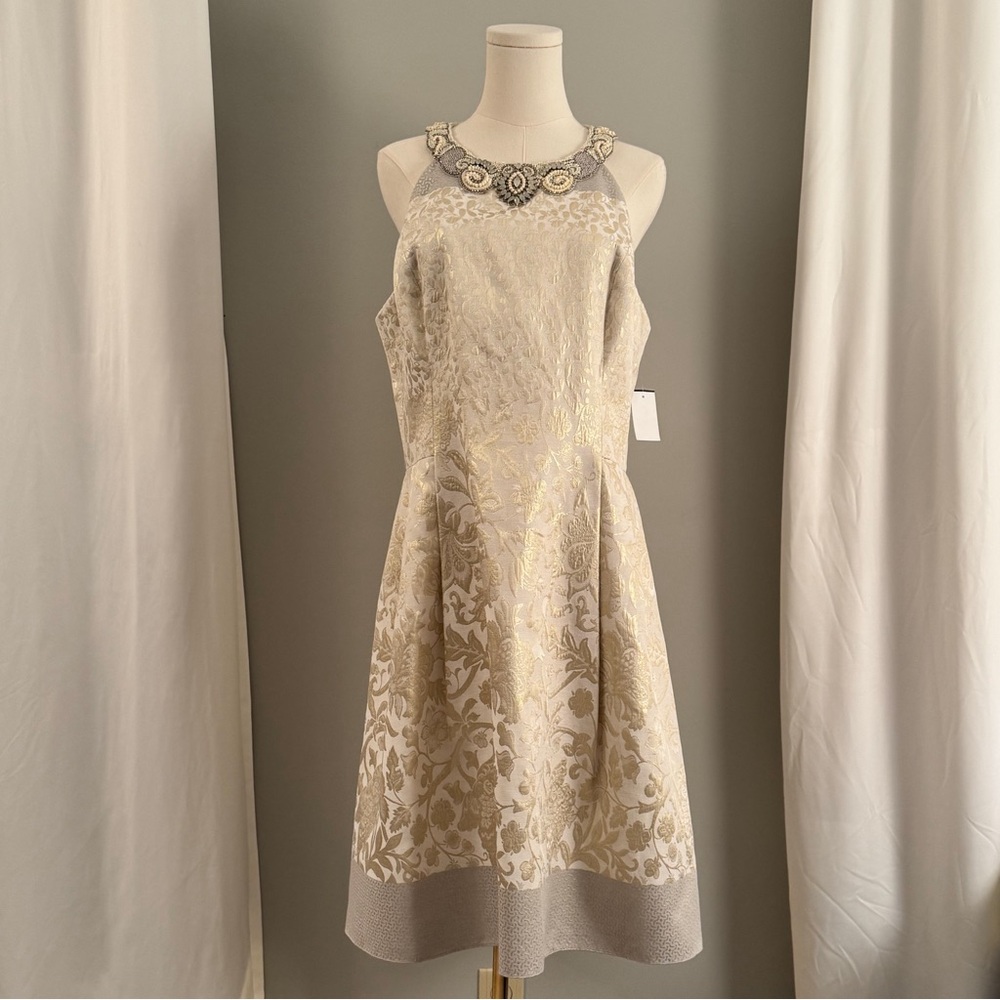 Rickie Freeman for Teri Jon Gold Cocktail Dress Size 16